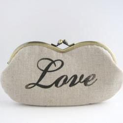 Sunglasses -Love print on beige linen