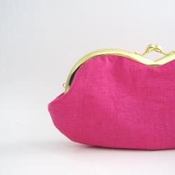 Frame Sunglasses Case Clutch Purse - deep pink linen